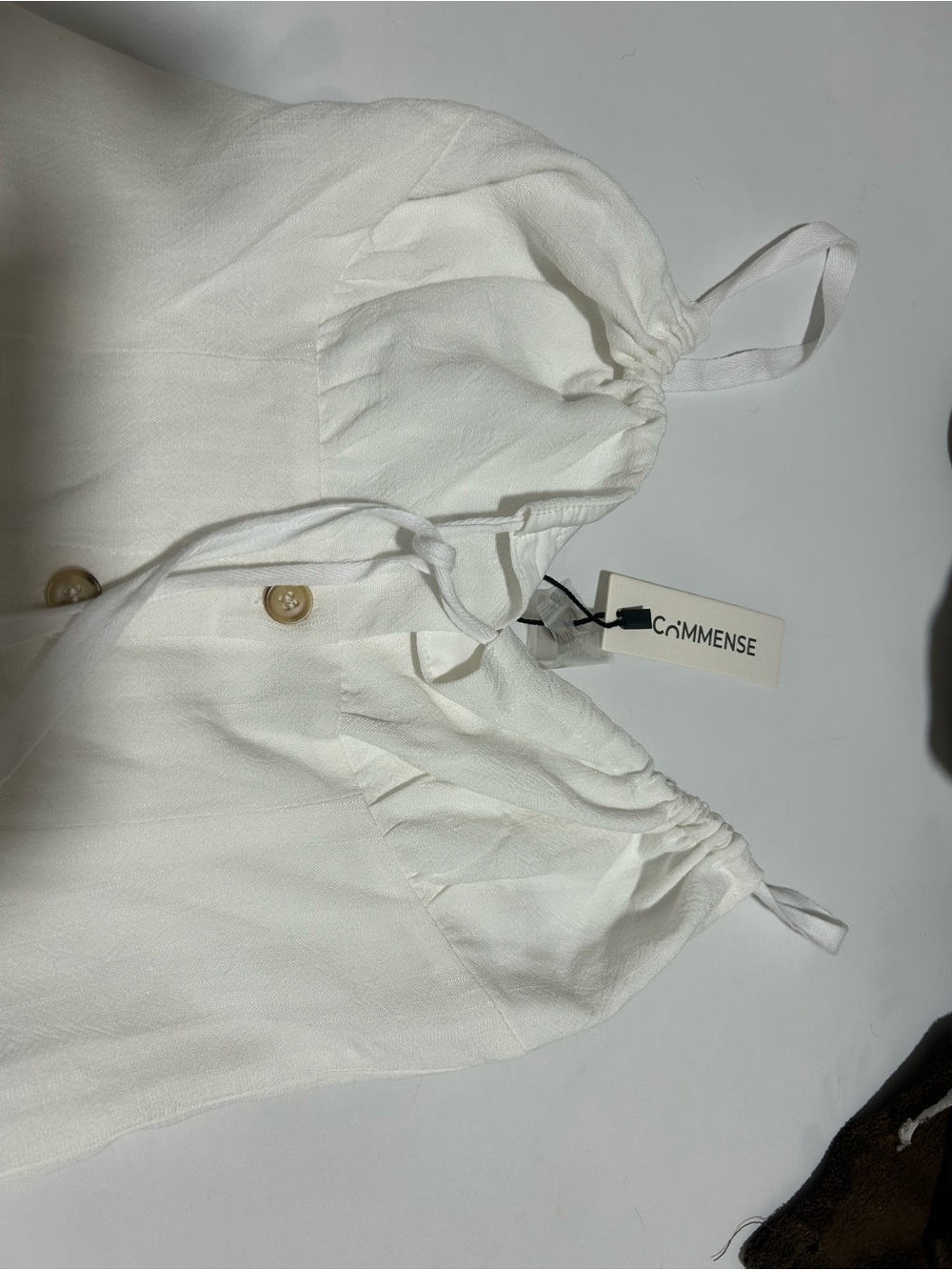 COMMENSE Charming White Button-Front Sundress with Tie Straps - Picture 3 of 8